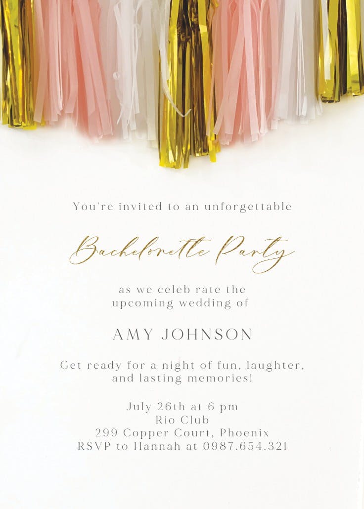 Joyous party -  invitación para despedida de soltera